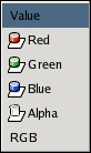 Voľby pre Kanál pre RGB vrstvu s alfa kanálom
