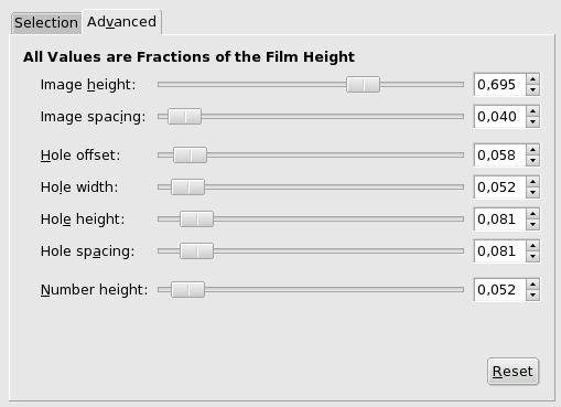 Voľby filtra Film (Filmový pás) (Advanced - Pokročilé)