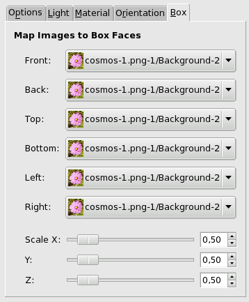 Voľby filtra Map Object (Mapovať objekt) (Box - Hranol)