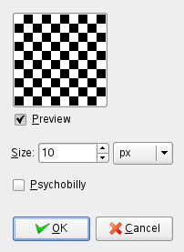 Voľby filtra Checkerboard (Šachovnica)