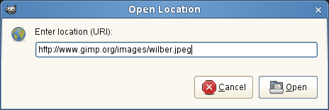 Dialógové okno Open Location (Otvoriť umiestnenie)