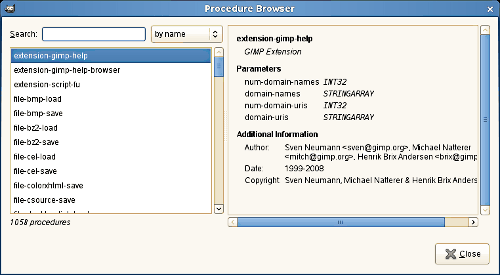 Dialógové okno Procedure Browser (Prehliadač procedúr)