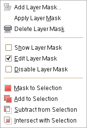 Podponuka Mask (Maska) v ponuke Layer (Vrstva)