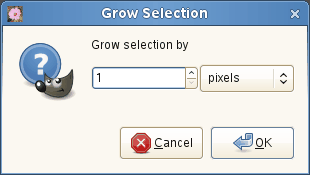 Dialógové okno Grow Selection (Zväčšiť výber)