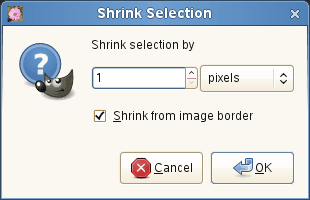 Dialóg Shrink Selection (Zmenšiť výber)