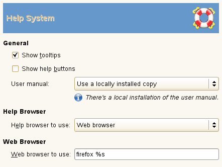 Nastavenia Help System (Systém pomocníkov) v systéme Linux